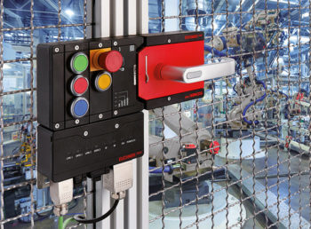Das MGB-System sichert Schutztueren und Zaeune an Maschinen und Anlagen vor gefahrbringenden Maschinenbewegungen und vereint Sicherheitsschalter, Riegel und Tuerschliessmechanismus in einem