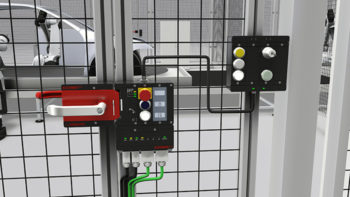 Das MGB-System sichert Schutztueren und Zaeune an Maschinen und Anlagen vor gefahrbringenden Maschinenbewegungen und vereint Sicherheitsschalter, Riegel und Tuerschliessmechanismus in einem. Eine abgesetzte Montage ist moeglich.